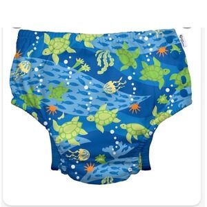 GreenSprouts Reusable Snap Swim Diaper 18M Royal Blue Turtle Journey 701050-6304